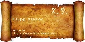 Klupp Viktor névjegykártya